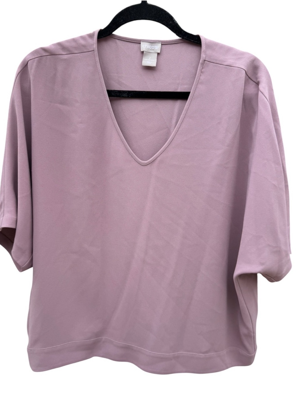 Chico's Mauve V-Neck Short Sleeve Top sz 2